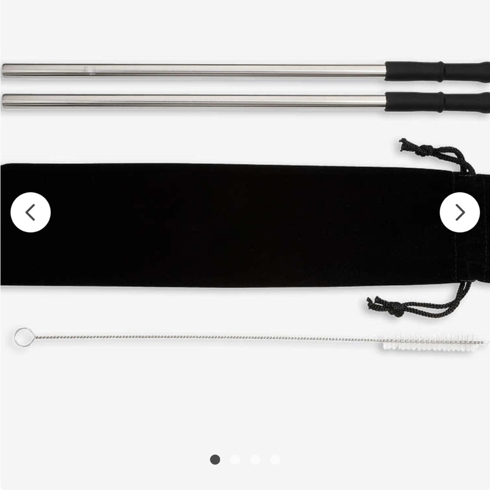 Stainless Steel Reusable Straw Set with Black Pouch